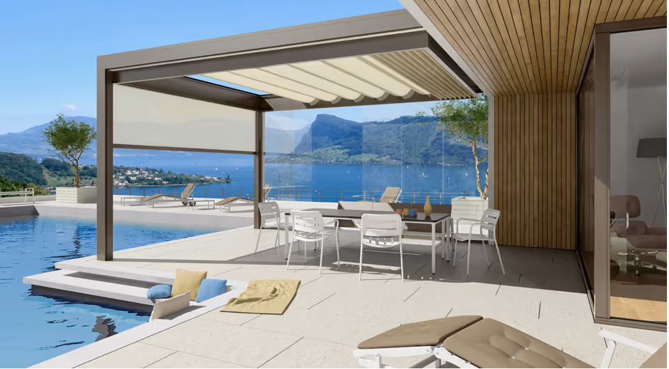 moderní hliníkové pergoly a markýzy od firmy Stobag